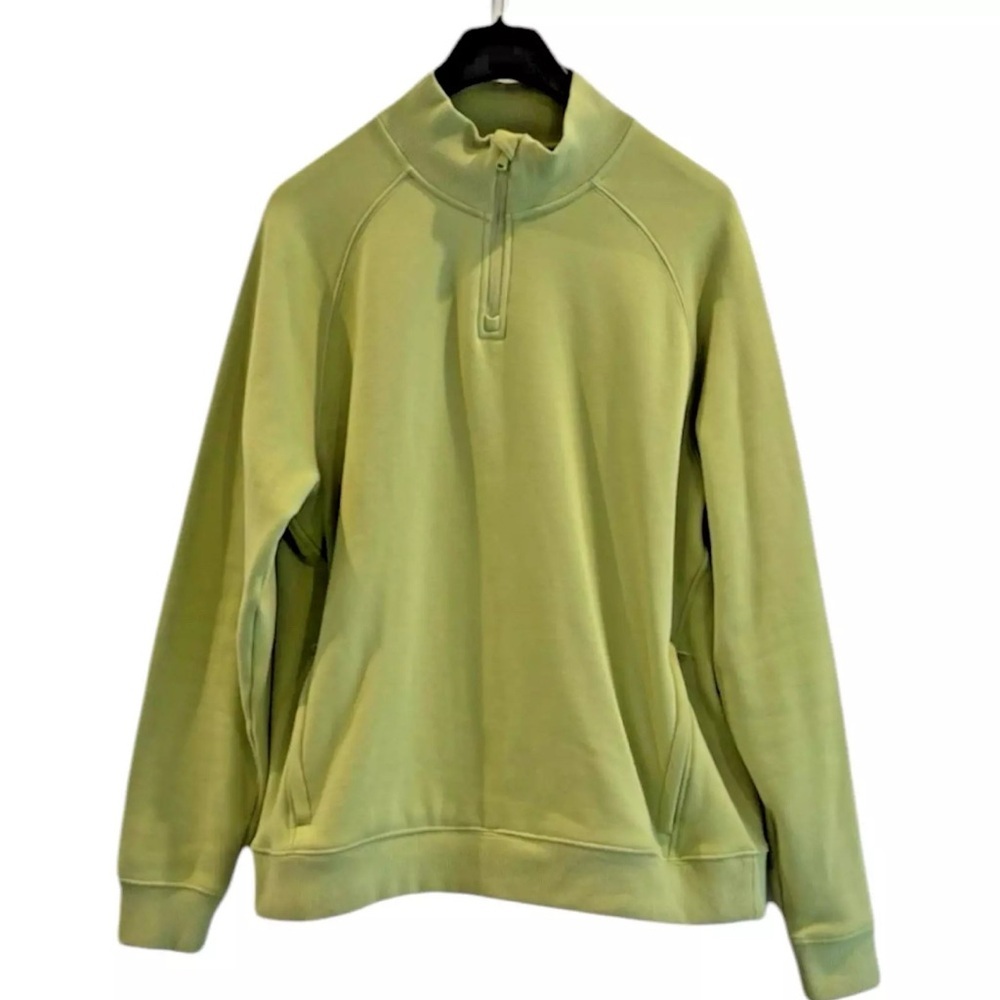 Fabletics Olive Green Men’s Quarter Zip Sweatshirt | Hidden Pockets | Size L